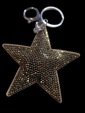 Sparkling Star Bag Charm Keychain - Gold Crystal Accent